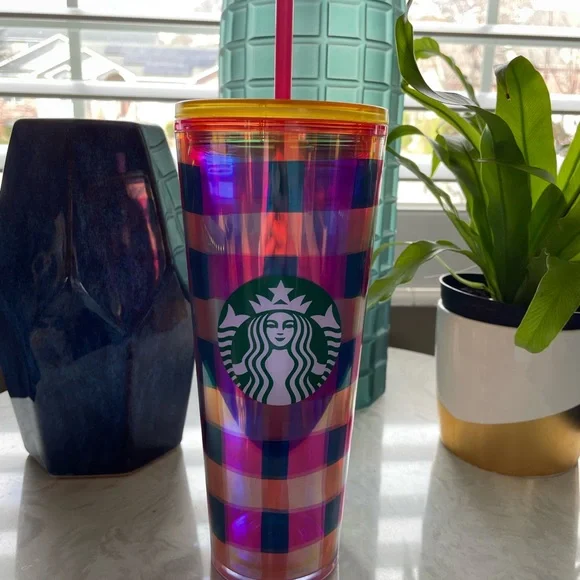 Starbucks 24 oz Picnic Blanket Plastic Tumbler with Pink Straw - Picture 2 of 2
